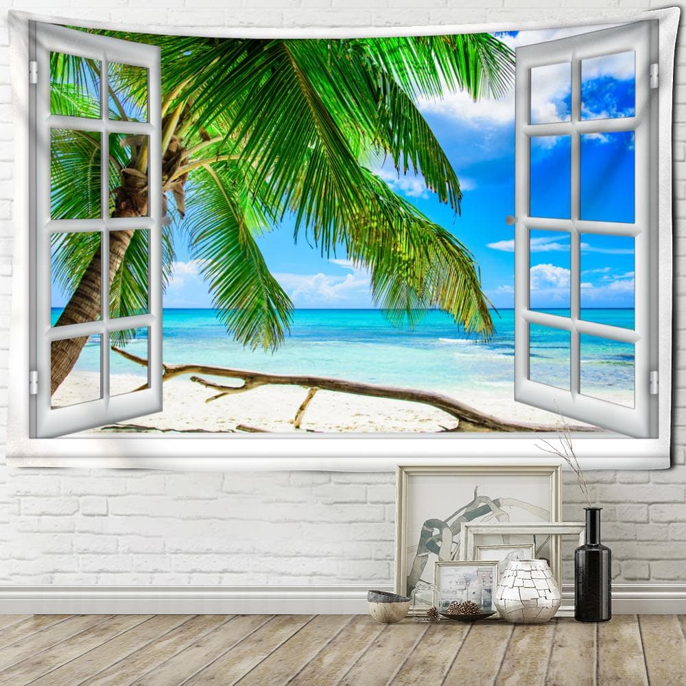 Seaside Scenery Tapestry Wall Hanging Bohemian Art Living Room Window Painting Simple Nordic Home Decor 230x180cm