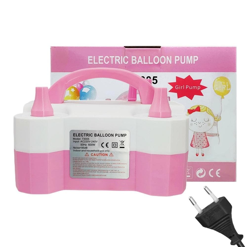 1pc - Electric balloon pump, balloon blowing machine, inflation pump, double hole automatic inflation machine, balloon filling m EU pink