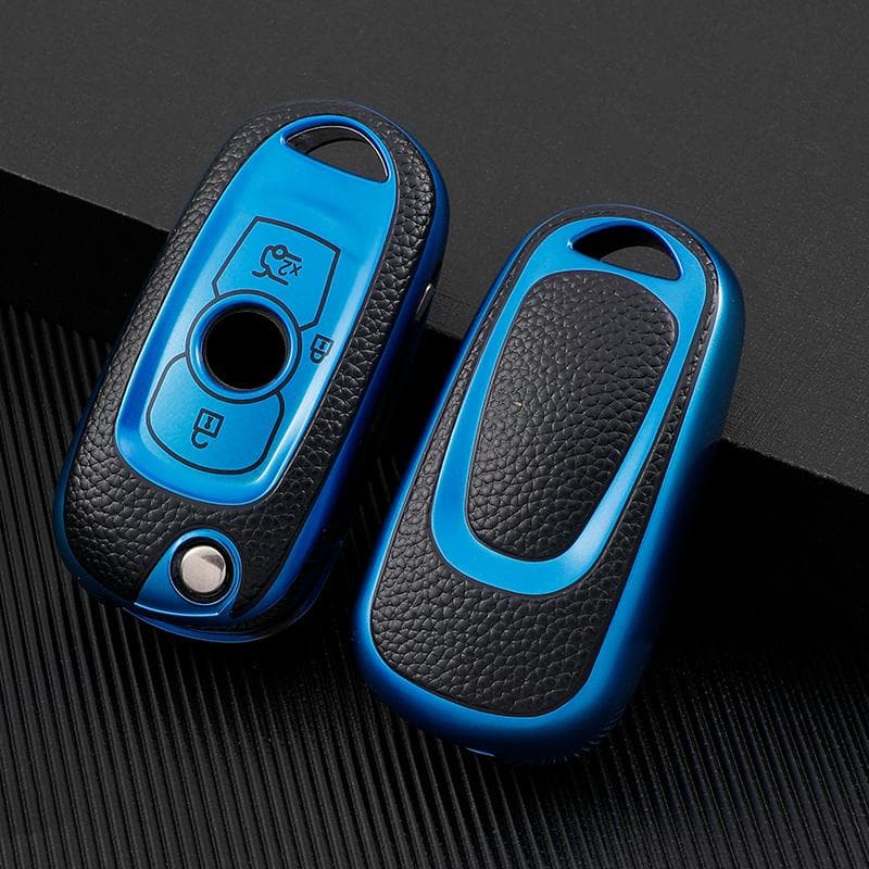 Waterproof TPU Leather Car Flip Key Case Cover Shell Fob For Buick VERANO ENCORE GX GL6 For Opel Vauxhall Astra K Corsa E Auto Styling Accessories blue