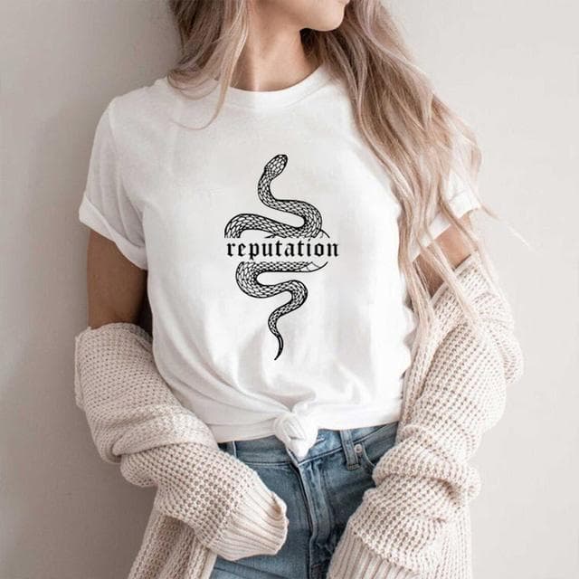 Reputation Snake T Shirt Look What You Made Me Do Shirt Women Clothes Goth Tshirt Unisex Vintage Shirt Snake Graphic Tees S white