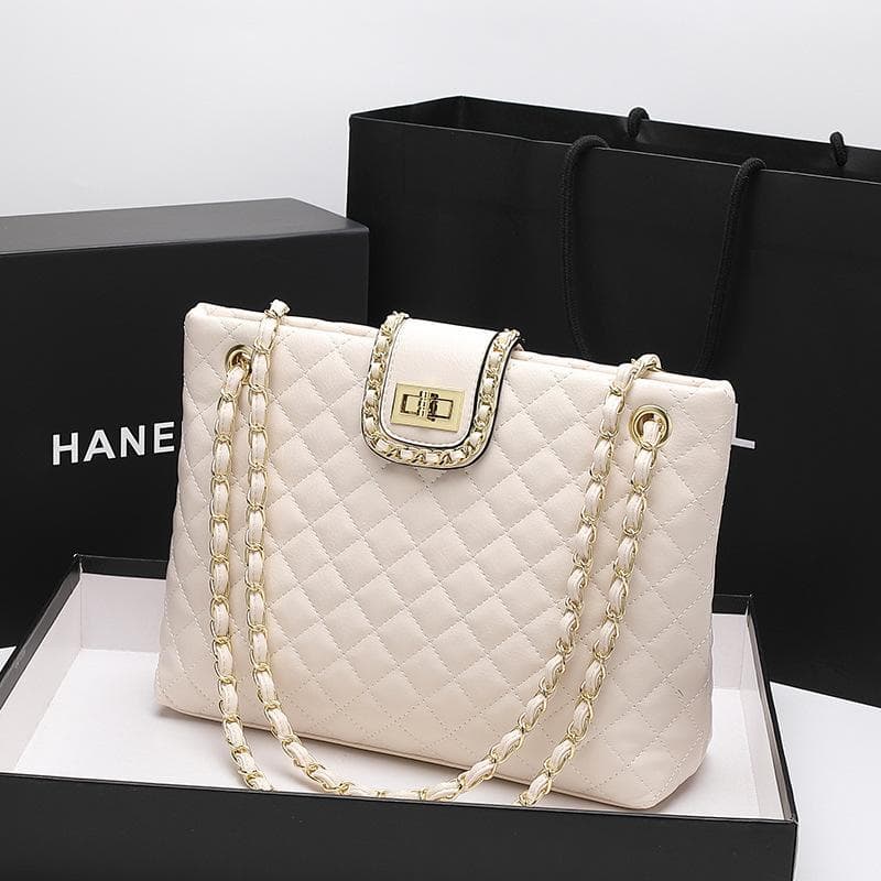Spring Large Capacity Diamond Lattice Chain Bag Tote Bag Shoulder Underarm Bag Commuter Handbag Woman