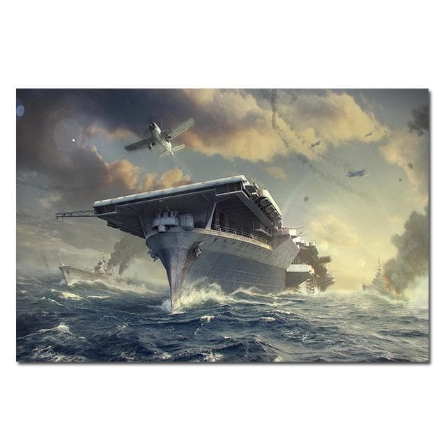 World of Warships Bismarck Battleship Painting Canvas Poster HD Printed Wall Art Pictures Modern Living Room Home Decoration 70x120 No Frame
