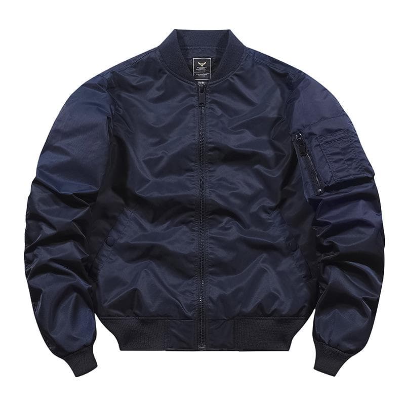 New Fashion Tough Guy Jacket Thin Bomber Jacket Men 5XL dark blue