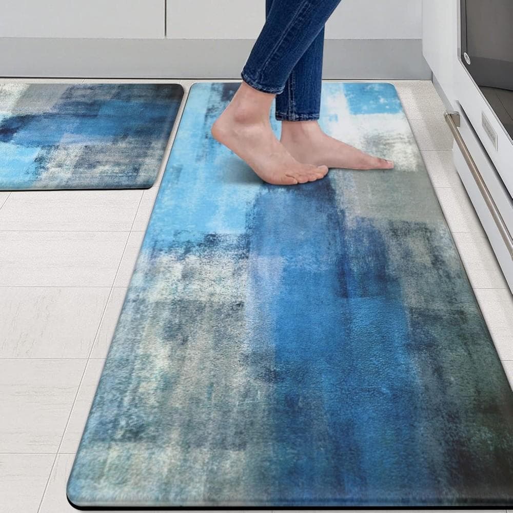 Turquoise Kitchen Mat Cushioned Anti-Fatigue Kitchen Rugs Non Slip Mats and Rugs Kitchen Carpet for Home & Office Floor Mat 1PC-40x120cm-16x47in