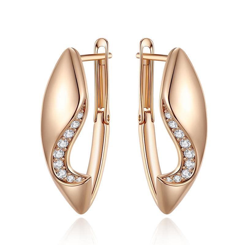 Kinel Glossy Rose Gold Drop Earrings For Women Sparking Zircon Full Paved Vintage Fine Jewelry rose gold
