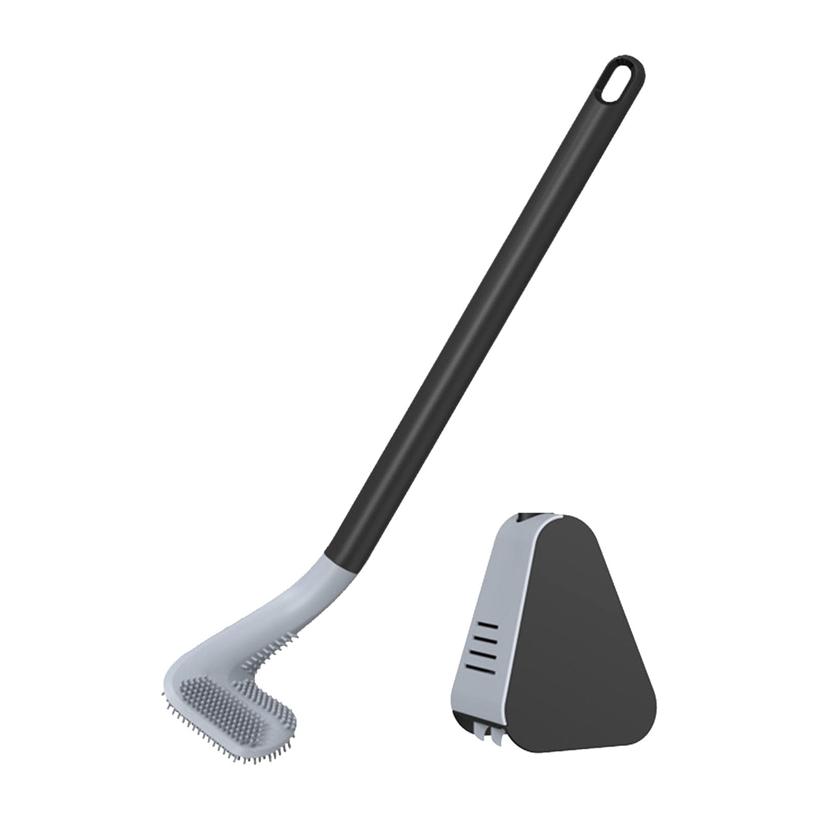 Toilet Brush and Holder Wall-mounted TPR Bristles Toilet Brush Cleaner No-drilling Bathroom Deep black