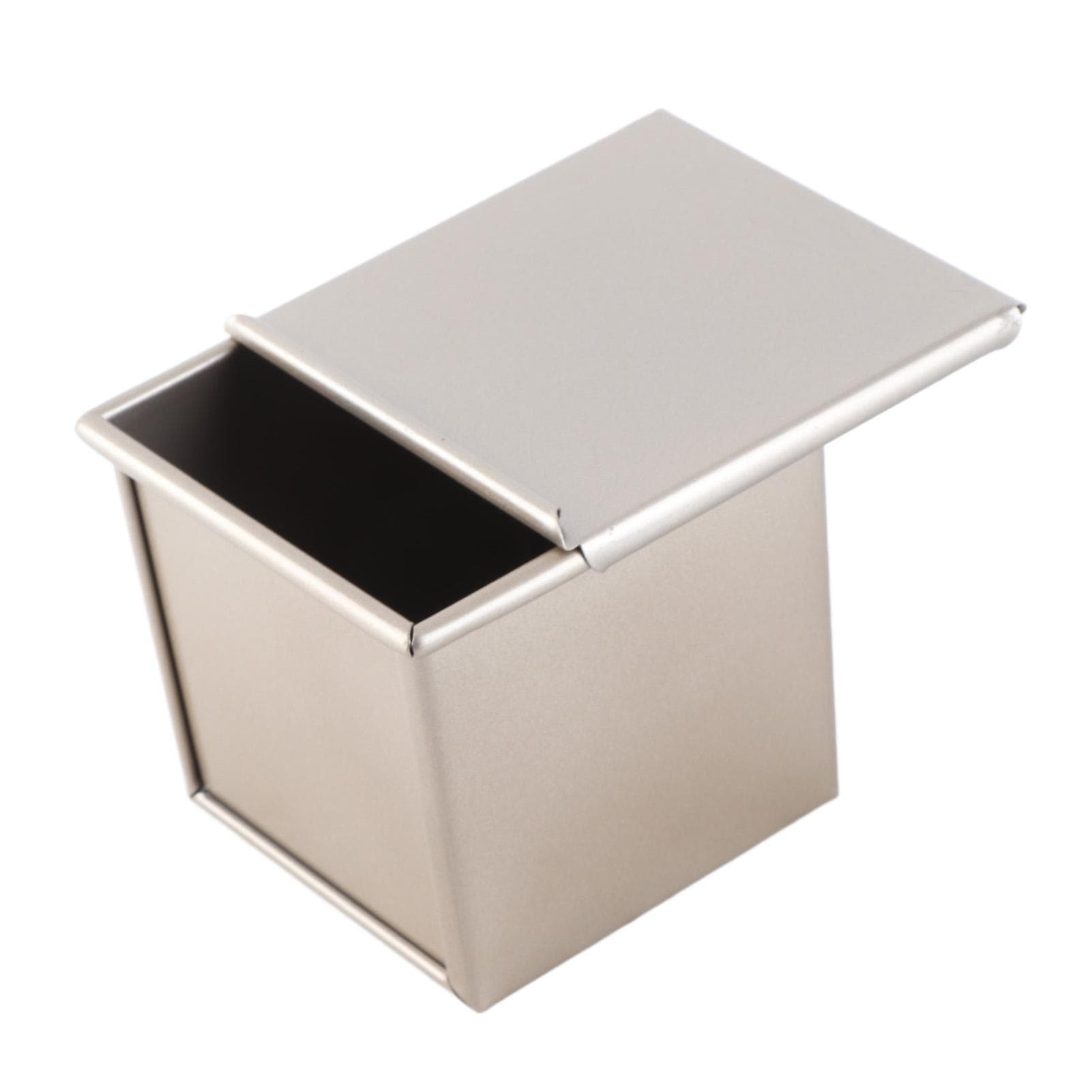 Bread Toast Box Mold Golden Carbon Steel Non Stick Ribbed Design Loaf Pan with Lid for Oven Baking