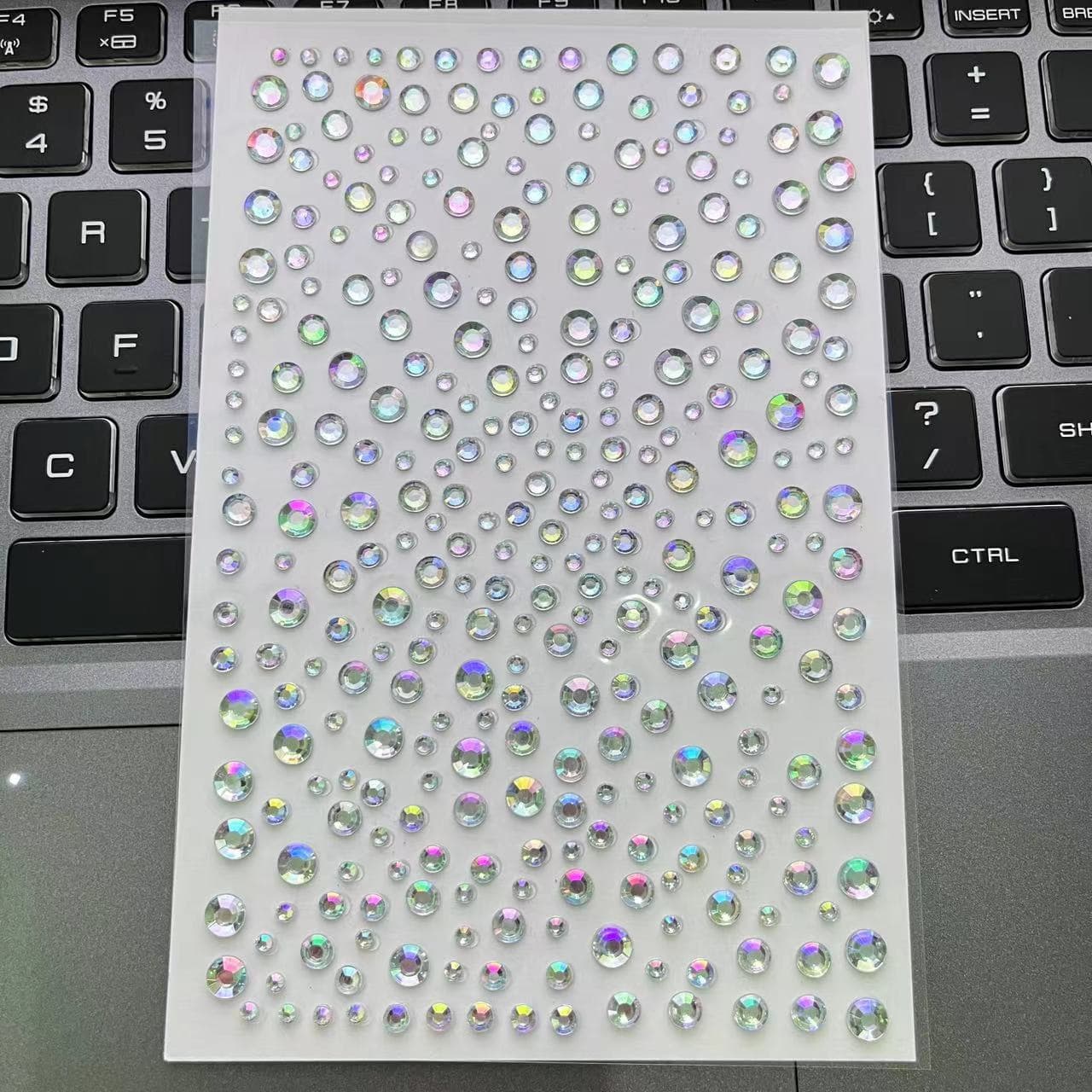 1pc Laser Diamond Crystal Tattoo Sticker DIY Face Eyes Makeup Rhinestone Stickers Disposable Acrylic Pearl Sticker Self-adhesive