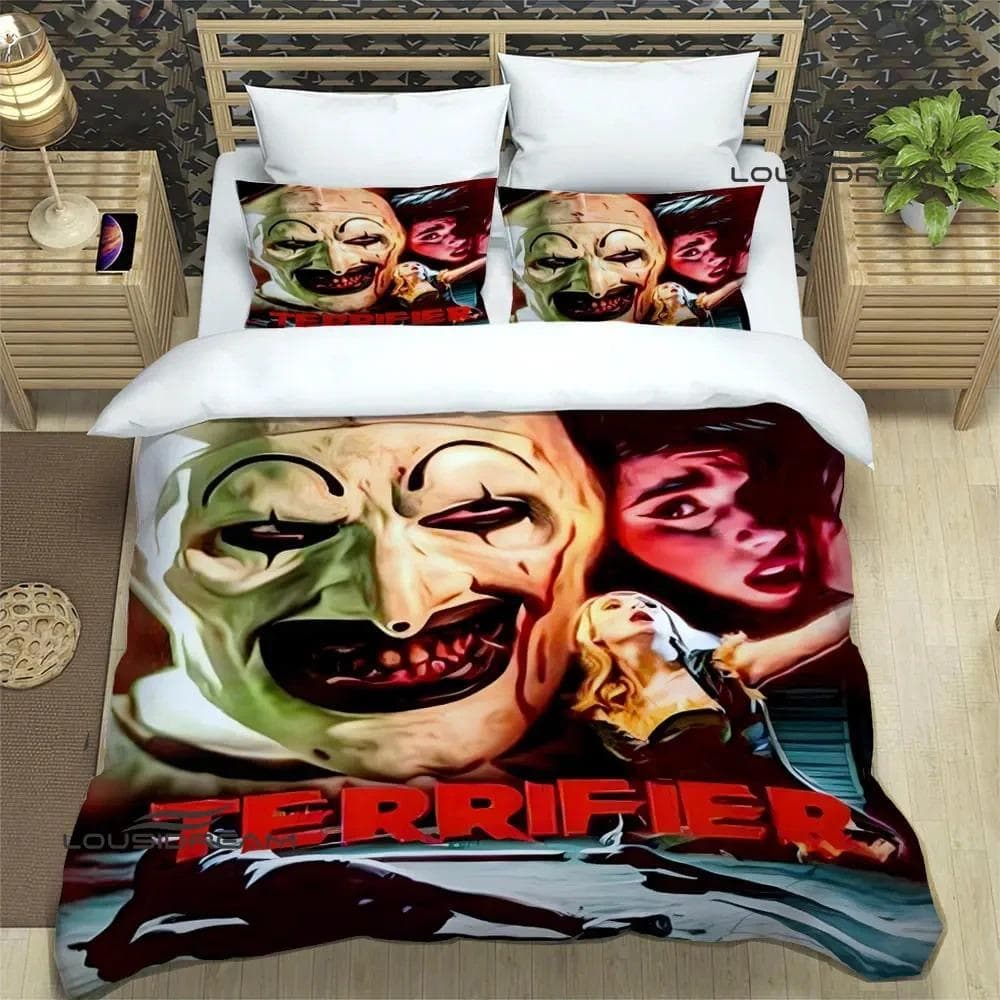 Terrifier horror printed Bedding Sets exquisite bed supplies set duvet cover bed comforter set bedding set luxury birthday gift EU Single 135x200cm