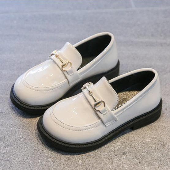 Children Elegant Princess Leather Casual Shoes Kids Girls Wedding Dress Party Solid Color Shoes for Girls 21 white