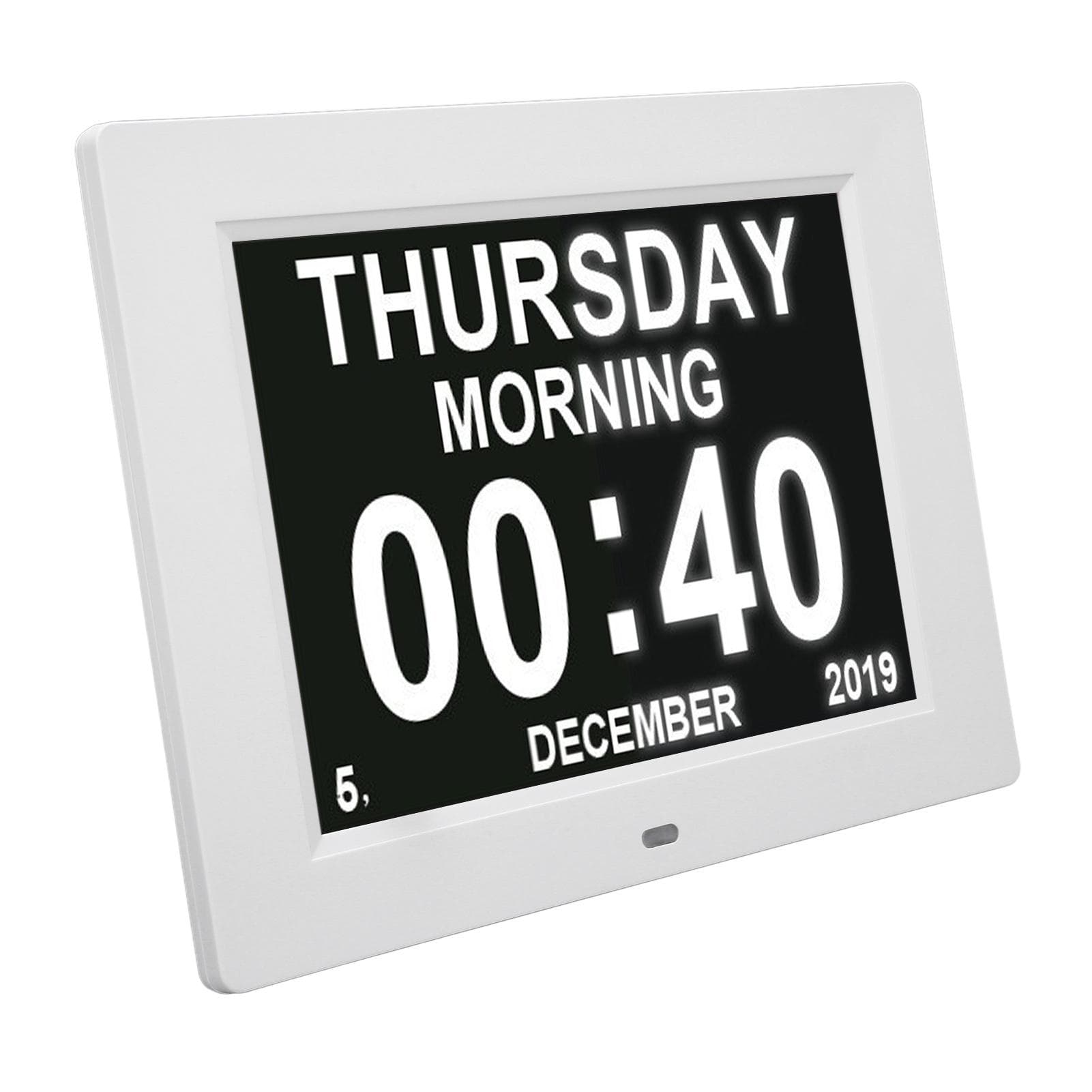 8 Inch Digital Day Calendar Clock 3 Medication Reminders 5 Alarm Options Digital Calendar Alarm US Plug