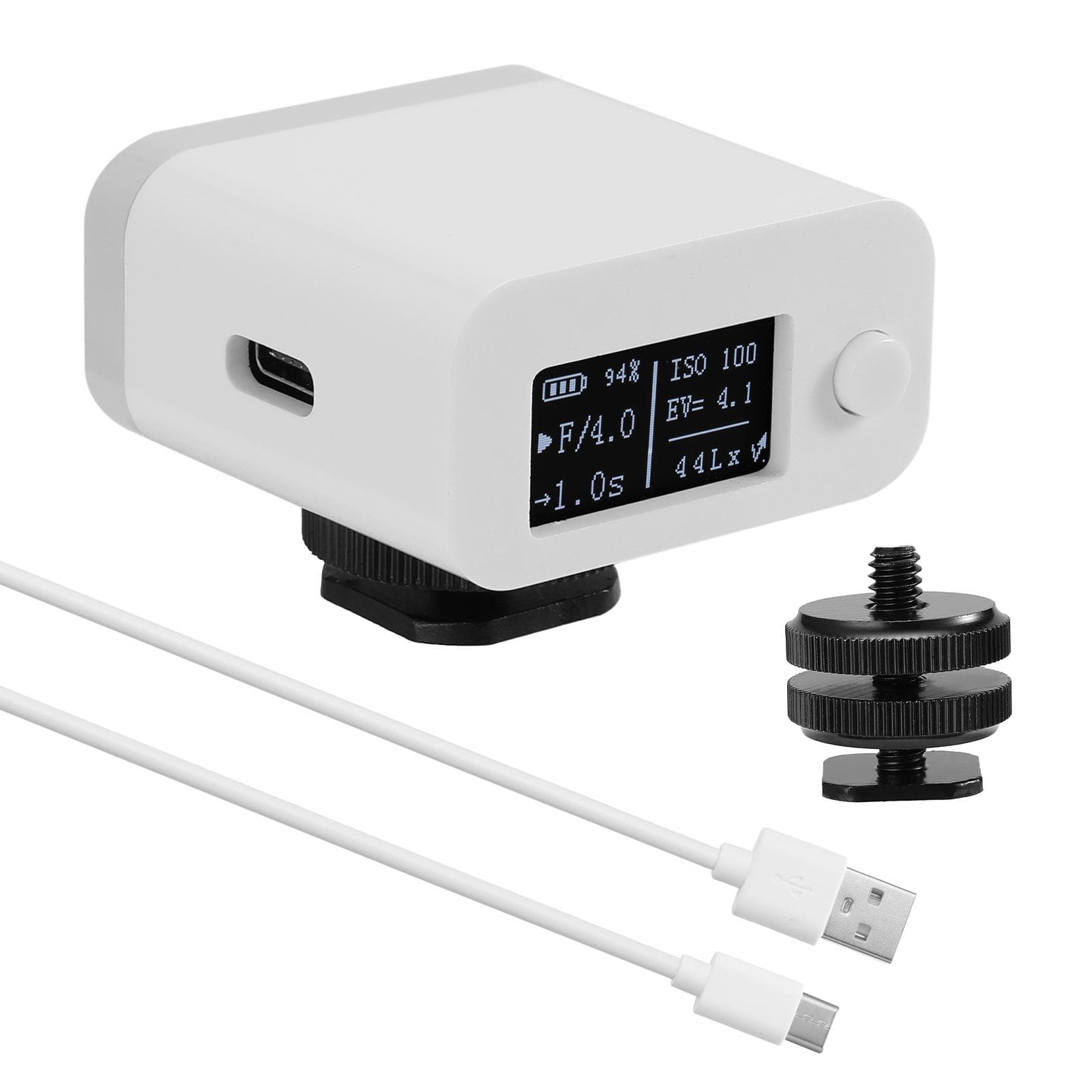M08 Light Meter Camera Photometer Photography Set-top Reflection Light Meter Hot/Cold Shoe Fixing white