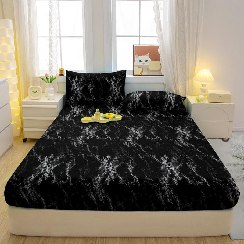3-Piece Simple Modern Pattern Matte Three Piece Fitted Sheet Set, Bedroom Printed Bed Cover Set, Bedding 90x200cm