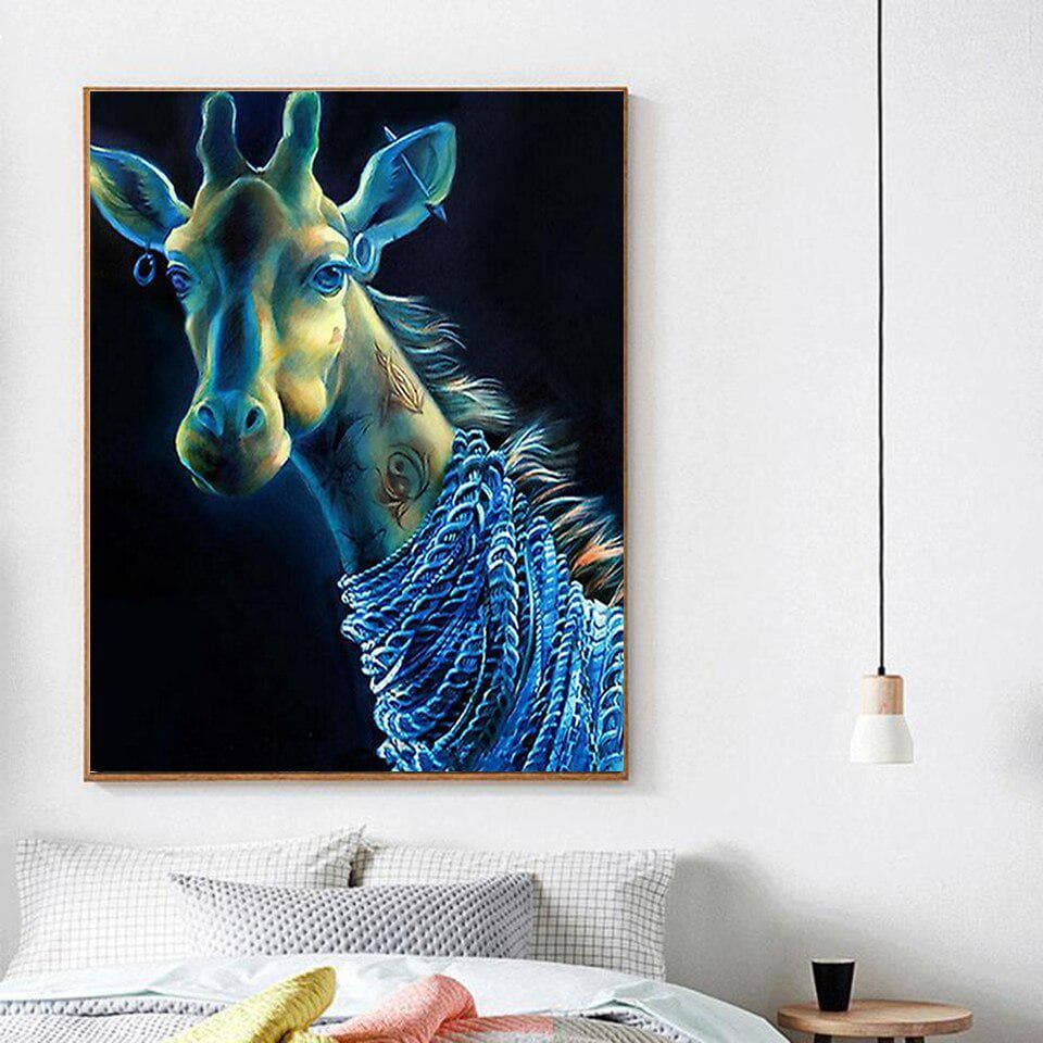 Diamond Painting Cross Stitch  Cool Blue Giraffe  Diamond Embroidery Mosaic Rhinestone 20X30CM