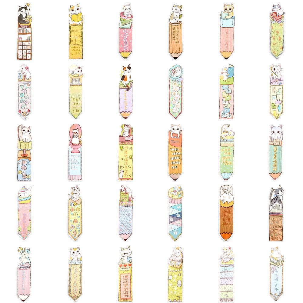30Pcs/lot Cute Funny Cat Bookmark Paper Cartoon Animals Bookmark Promotional Gift Stationery Film Bookmark