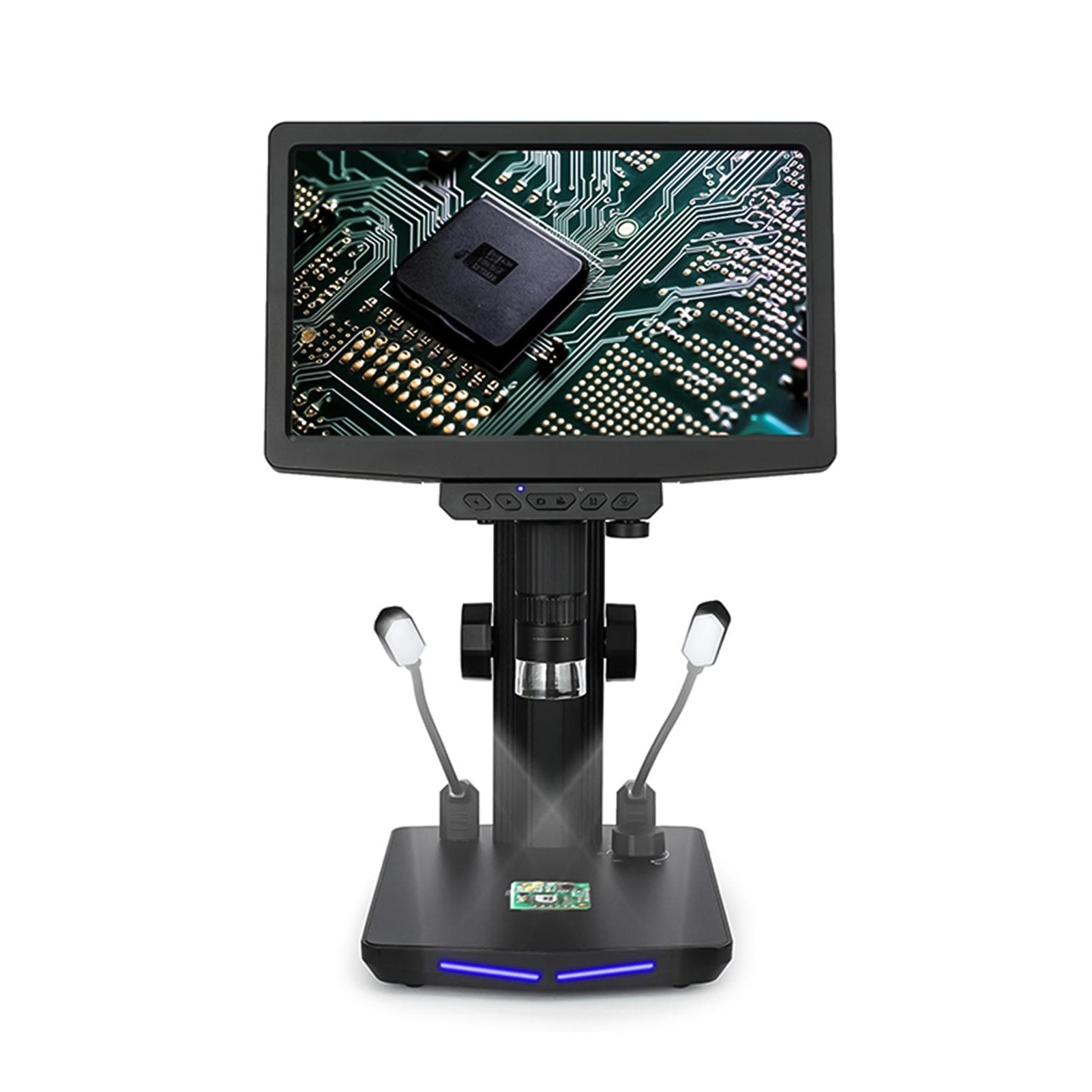 10.1 Inch Desktop Digital Microscope for Adults 50X-1600X Magnification IPS Screen 8MP Photo 1080P black