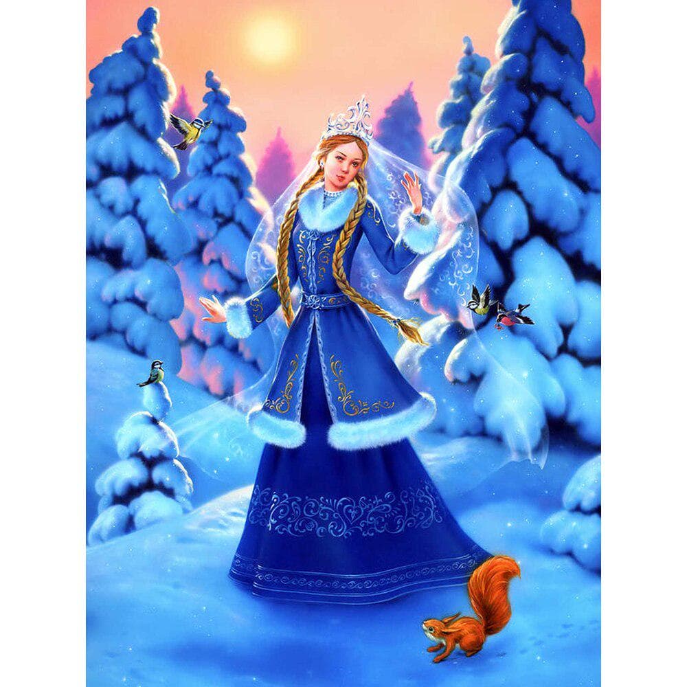 5D Diamond Embroidery Winter Girl Rhinestone Pictures Full Round Diamond Painting Christmas Portrait 20X30CM