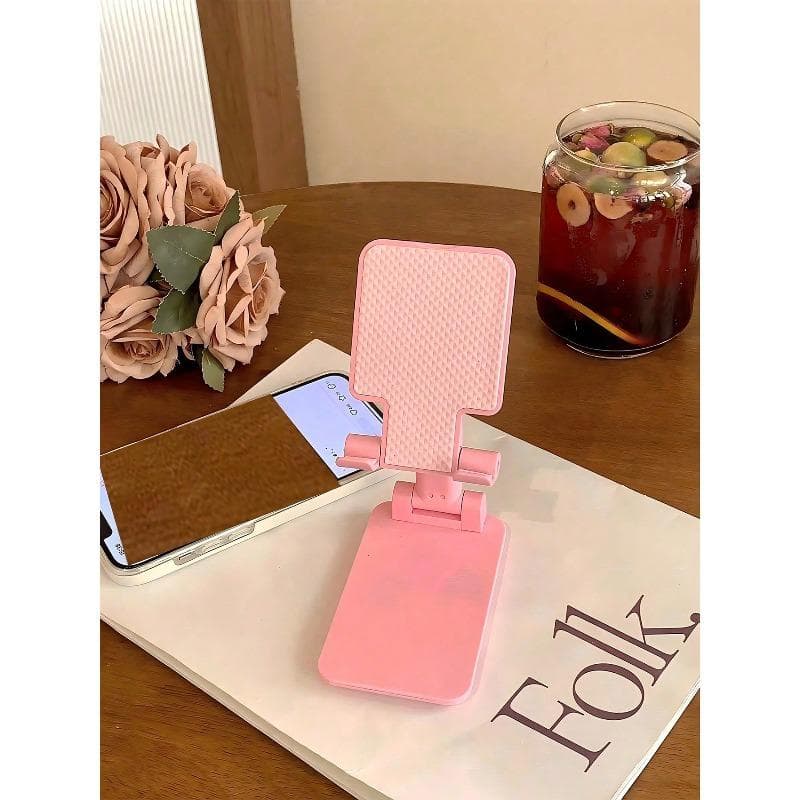 Adjustable & Foldable Mobile Phone Holder, Portable Slouchy Desk Stand, Non-Slip Plastic Tablet Stand Pink multicolour