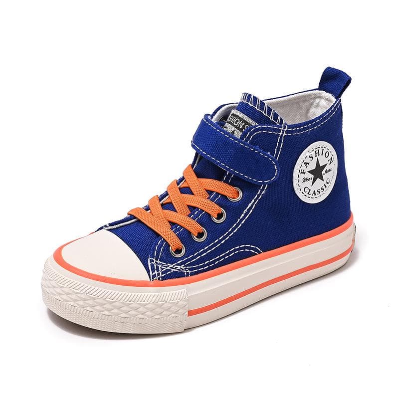 Children's High-Top Canvas Shoes Boy's Cloth Shoes Girls' Sneakers 25 blue