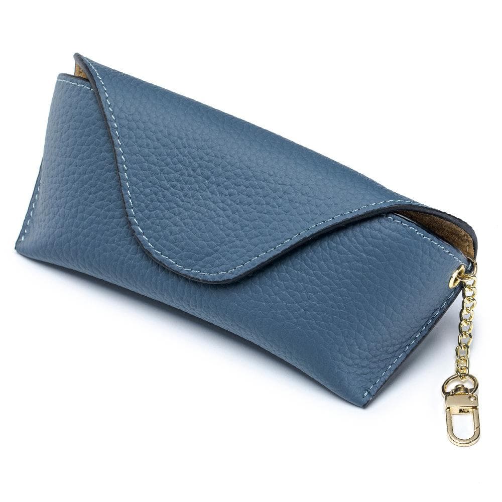 Genuine Leather Reading Glasses Bag Case for Man Women Cowhide Sunglasses Storage Holder Pouch Eyeglasses Box Eyewear Protector blue