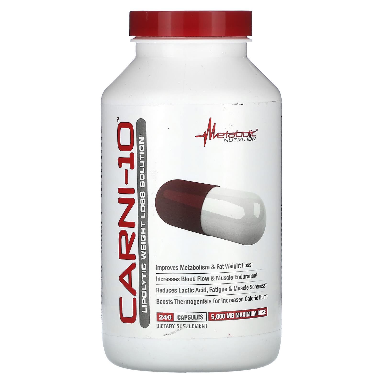 Metabolic Nutrition, Carni-10, 5,000 mg, 240 capsules (625 mg per capsule)