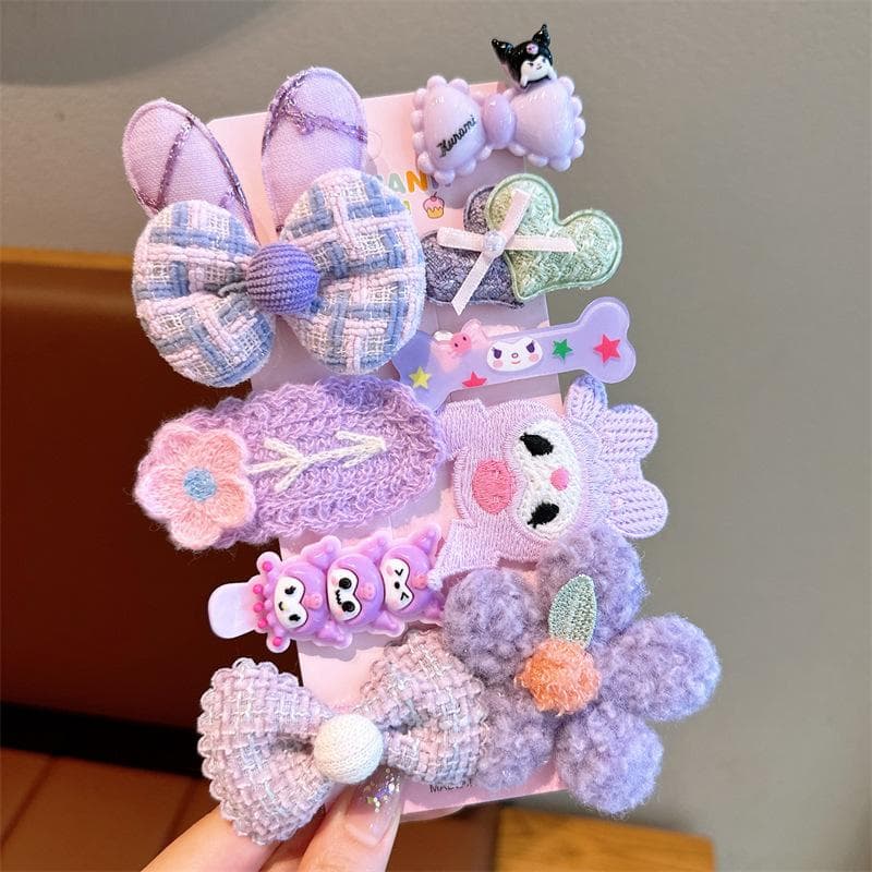 8/9pcs/Set Plush Hairpins Cute Colorful Knitting Flowers Plaid Fruits Barrettes Hair Clip for Hair Accessories Sets
