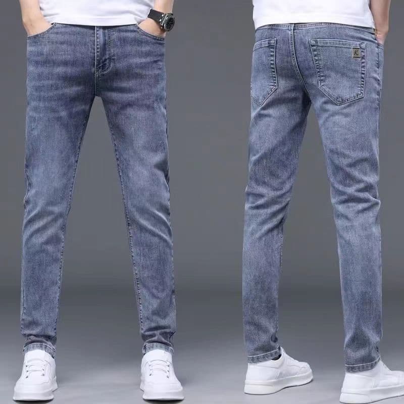 Men's Jeans Trendy Spring and Autumn Straight Stretch Pants Slim Fit Skinny Pants2024New Fashion Brand Men's Long Pants 36 blue