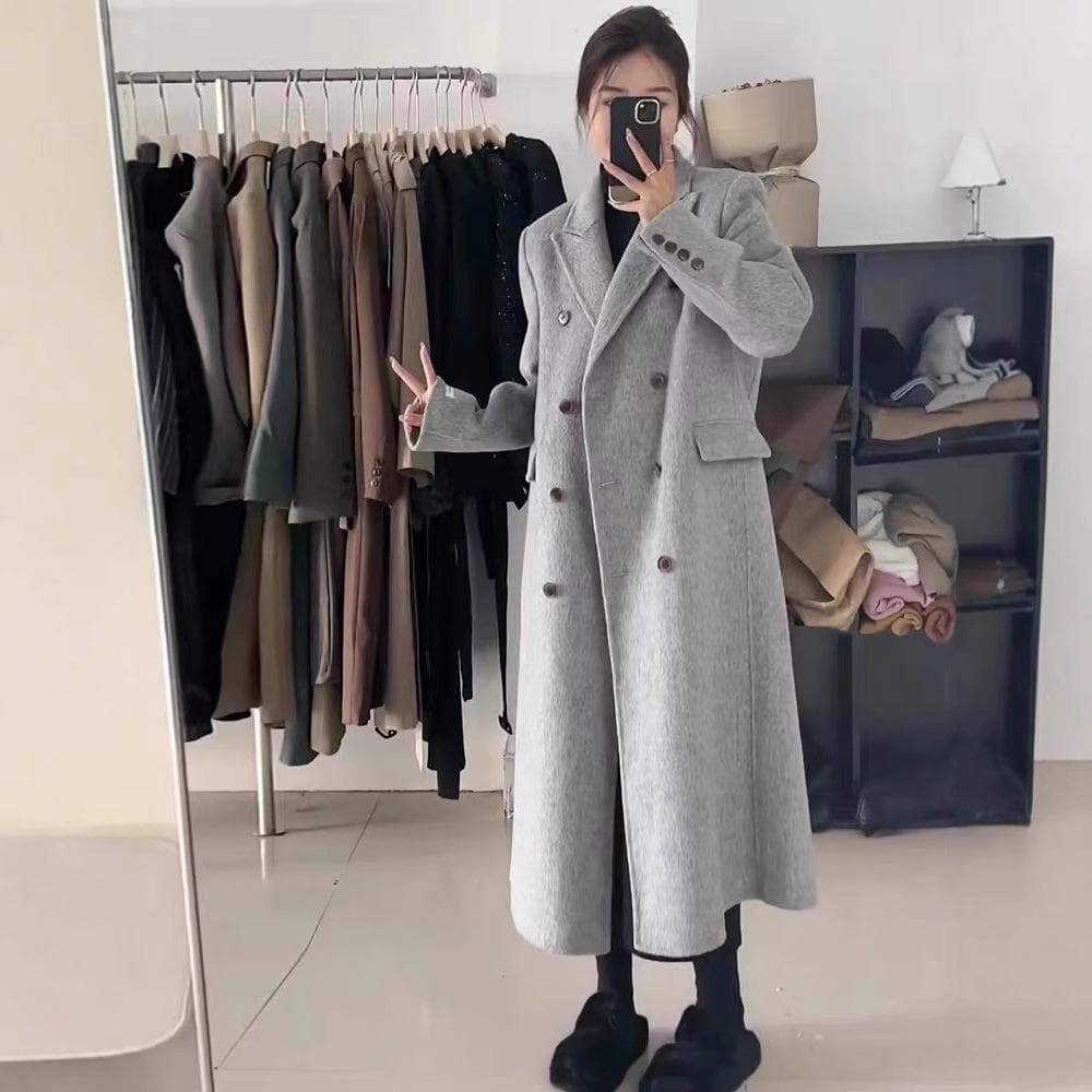 Fashion Loose Korean Design Sense Wool Coat Women's Tide Medium and Long. M
