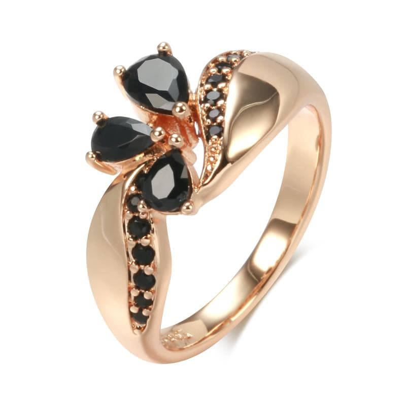 Kinel Black Zircon Elegant Rose Gold Color Rings For Women 7