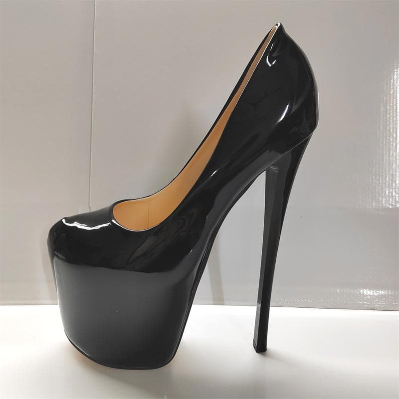 Sexy 22cm Extreme High Heels Platform Pumps Shoes Woman Patent Red Green Heeled Wedding Party Stripper Dance Shoes Large Size 50 49 black