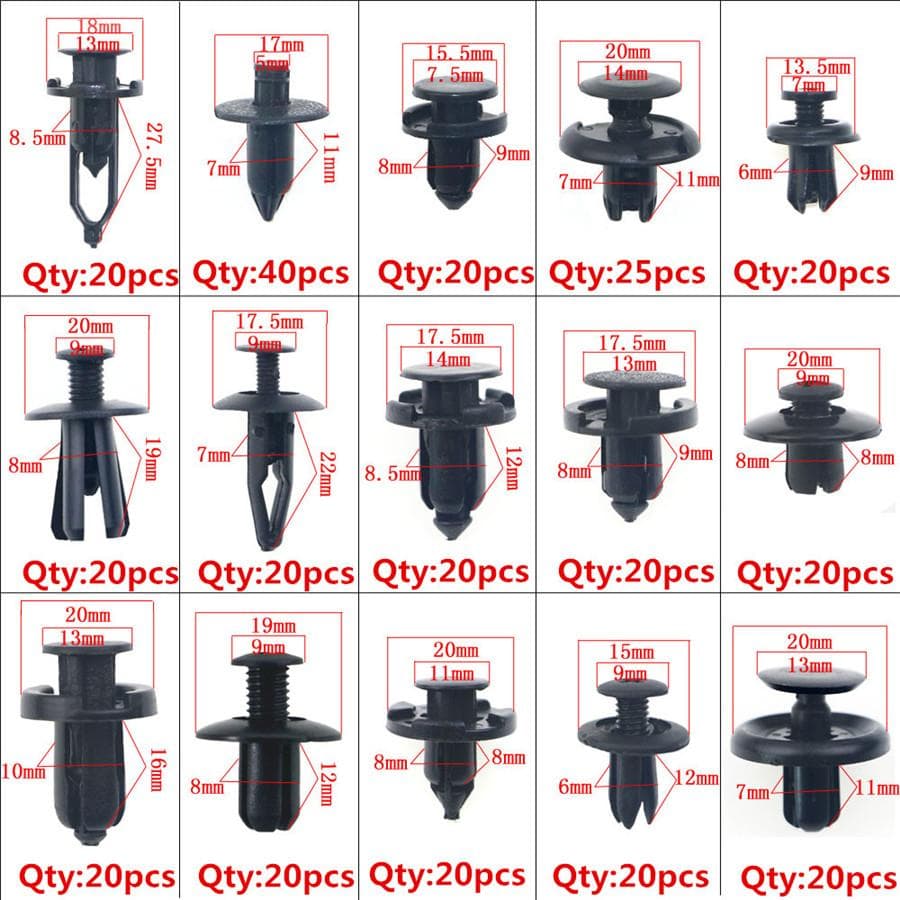 325x Mixed Car Bumper Door Panel Fender Liner Retainer Rivet Fasteners Clips Kit