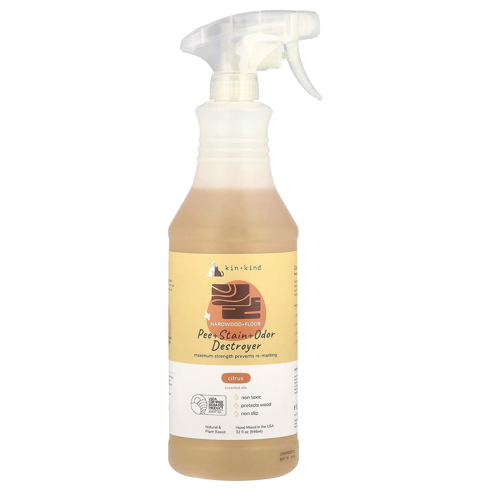 Kin+Kind, Urine + Stain + Odor Remover, for Hardwood + Floors, Citrus Fragrance, 32 fl oz (354 ml)