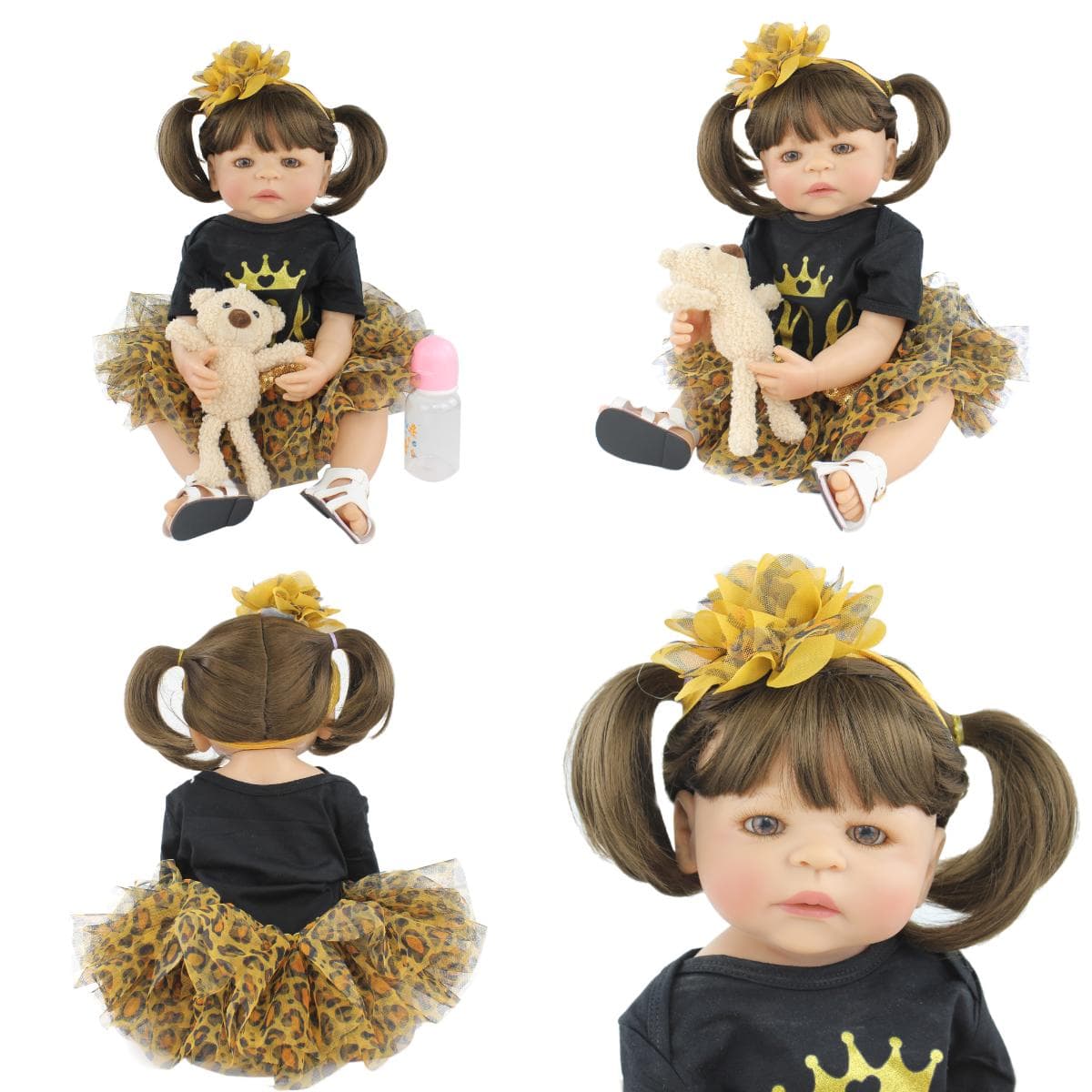 55 CM Full Silicone Reborn Baby Doll For Girl Like Real Long Hair Princess Toddler Bebe Dress Up Boneca Kid Birthday Gift Girl-6