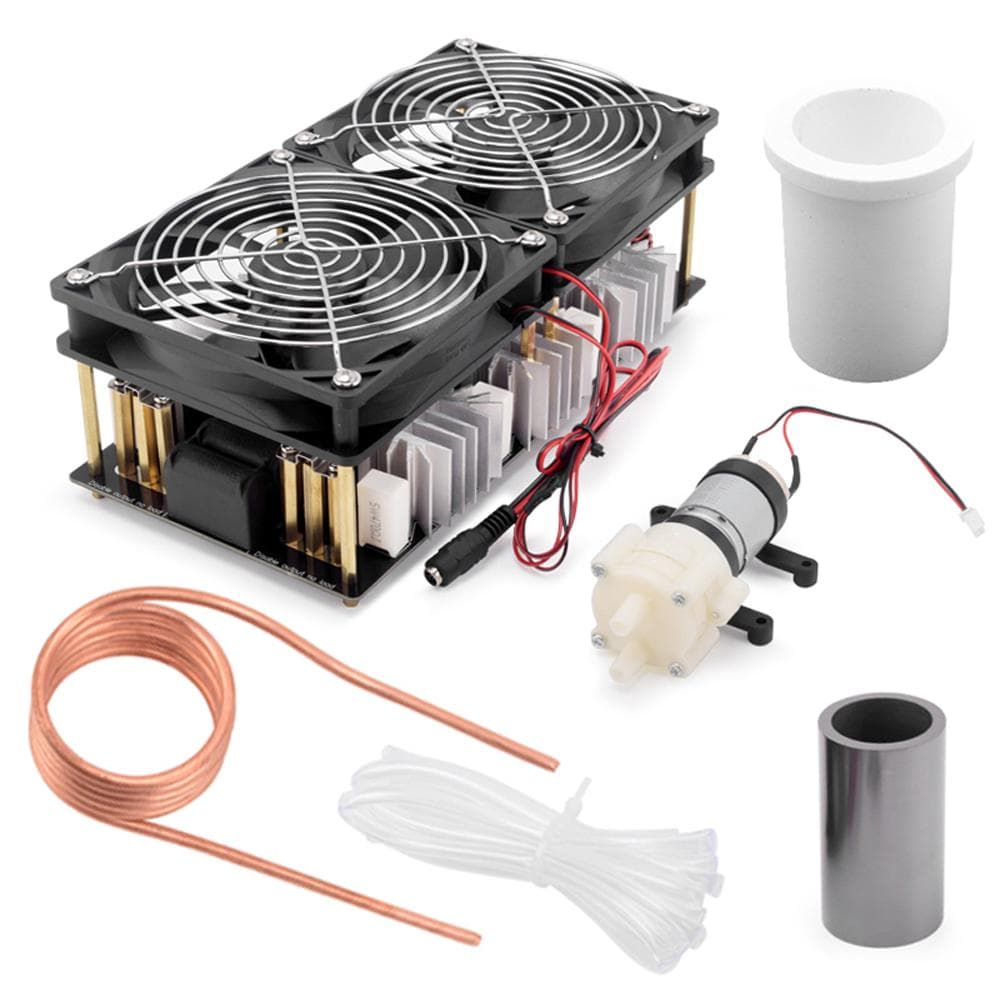 2500W Max 50A ZVS High Frequency Induction Heating Printed Circuit Board + Coil+ Crucible + Pump multicolour
