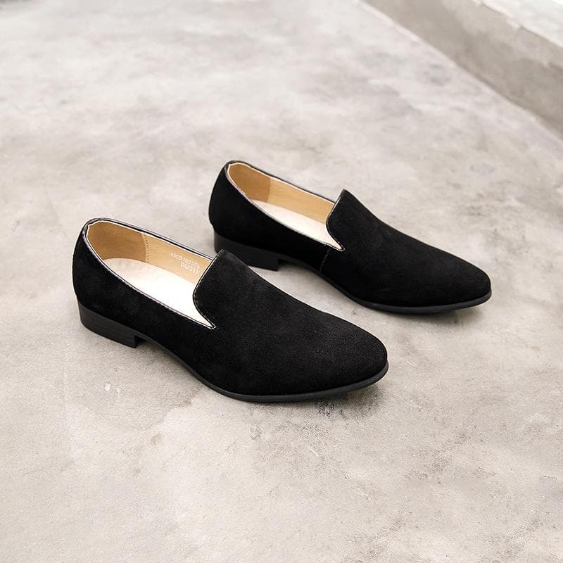 Korean Version of Men's Shoes Summer Small Leather Shoes New Slip-on Doudou Shoes Casual Shoes Men's British Pointed Toe Slip-on Loafers 44 black