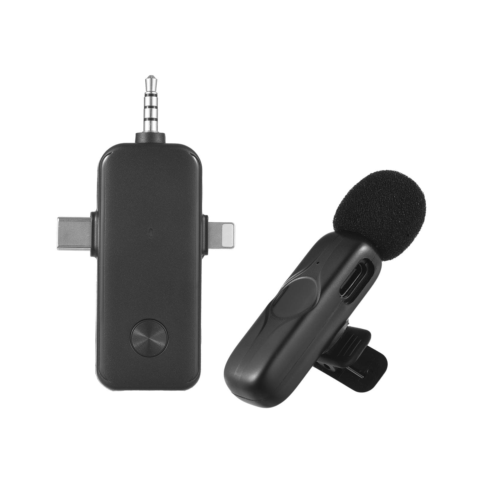 Wireless Lavalier Microphone System Dual Microphone Noise Reduction  Built-in DSP Chip 2.4GHz 1 Receiver to 1 Microphone black