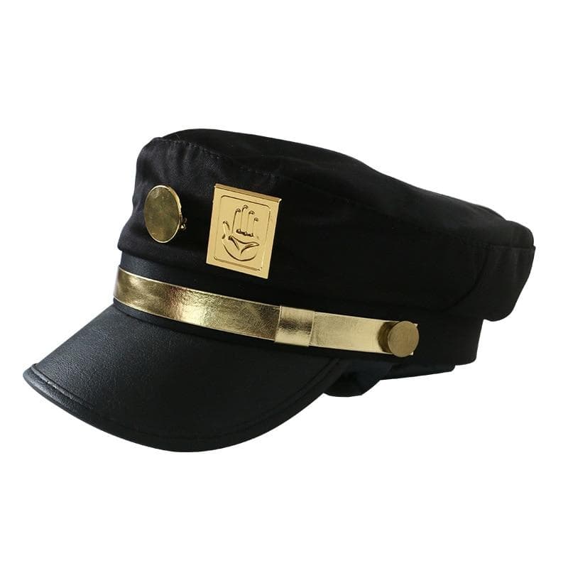 JoJo's Bizarre Adventure Kujo Jotaro Cosplay Cap Unisex Adult Metal Badge Hat Prop gold