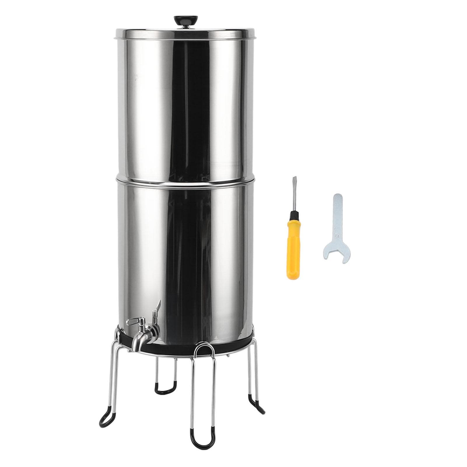 Countertop Gravity Water Filter System Stainless Steel 2.9GAL Water Filtration System for Home L