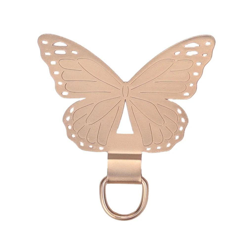 Butterfly Shape Stainless Steel Phone Tether Patch Gasket Ultra-thin Cellphone Strap Parts Lanyard Safety Connect Piece gold