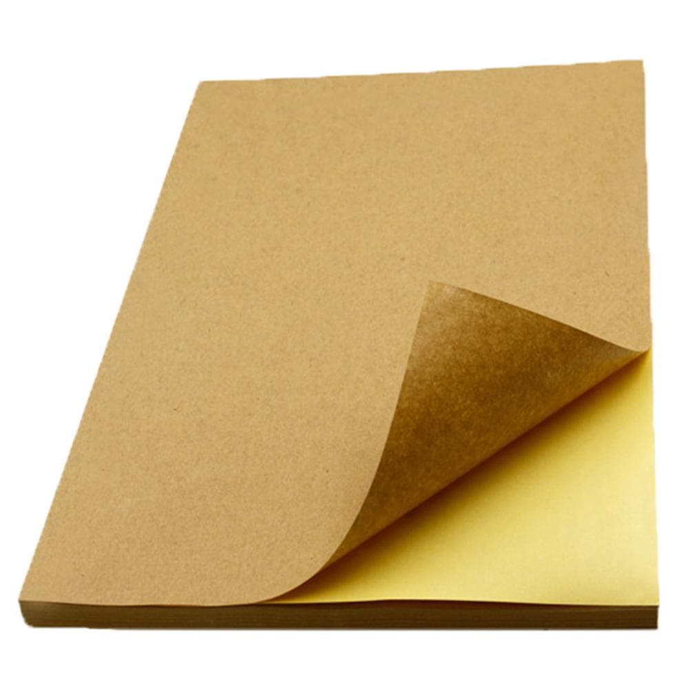 50 Sheet A4 Brown Kraft Sticker Paper Sheet Self Adhesive Label Inkjet Printer light brown