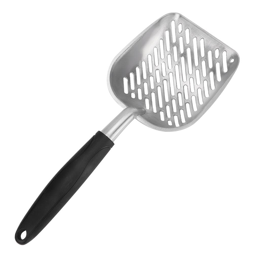 Aluminum Alloy Pet Cat Litter Scoop Sifter Shovel Hollow Dog Puppy Waste Holder(Black) Black