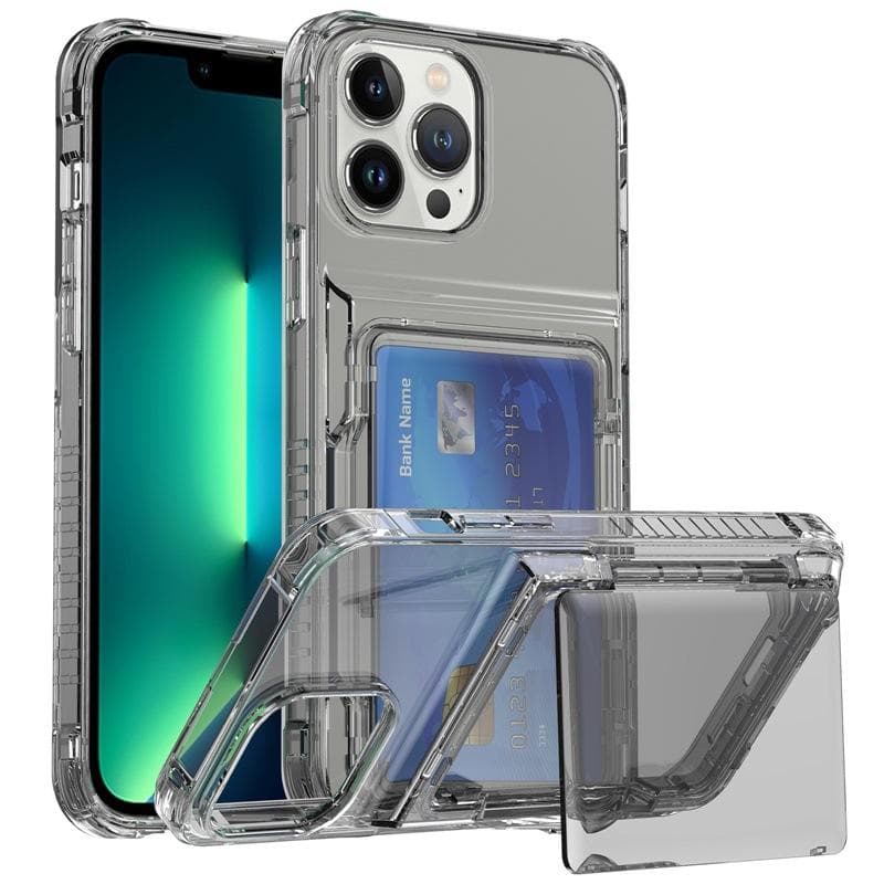 Applicable To IPhone13 Transparent Card Phone Case 12ProMax Multi-function Flip Cover Apple 11 Full-inclusive Protective Case Samsung S25edge