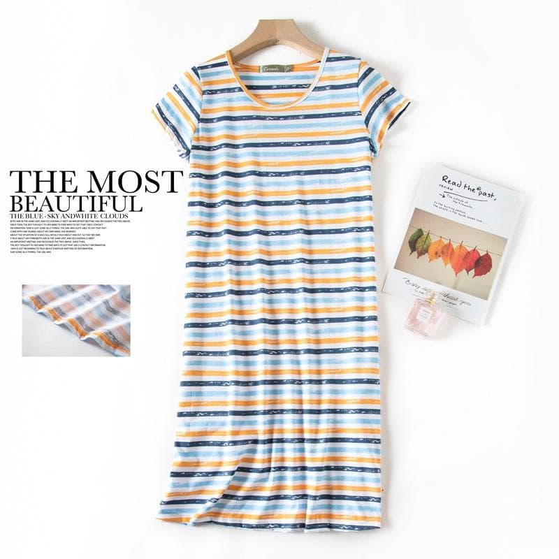 Plus size Summer Women Nightdress Short sleeve Cute cartoon sleepwear sweet O Neck Nightgowns Pyjamas Lady's Cotton sleepdress XL