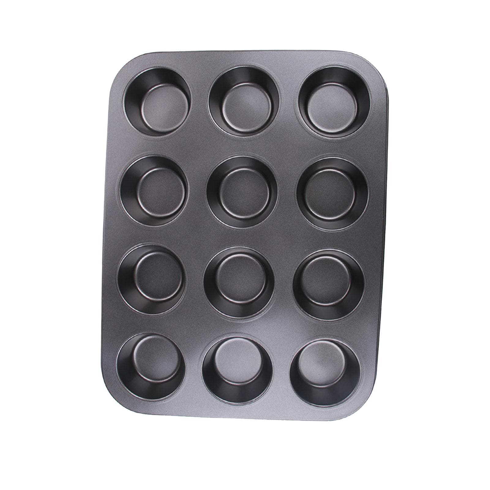 Cup Cakes Mold Non Stick PTFE Coating Round 12 Holes Cake Making Tray for Home Kitchen