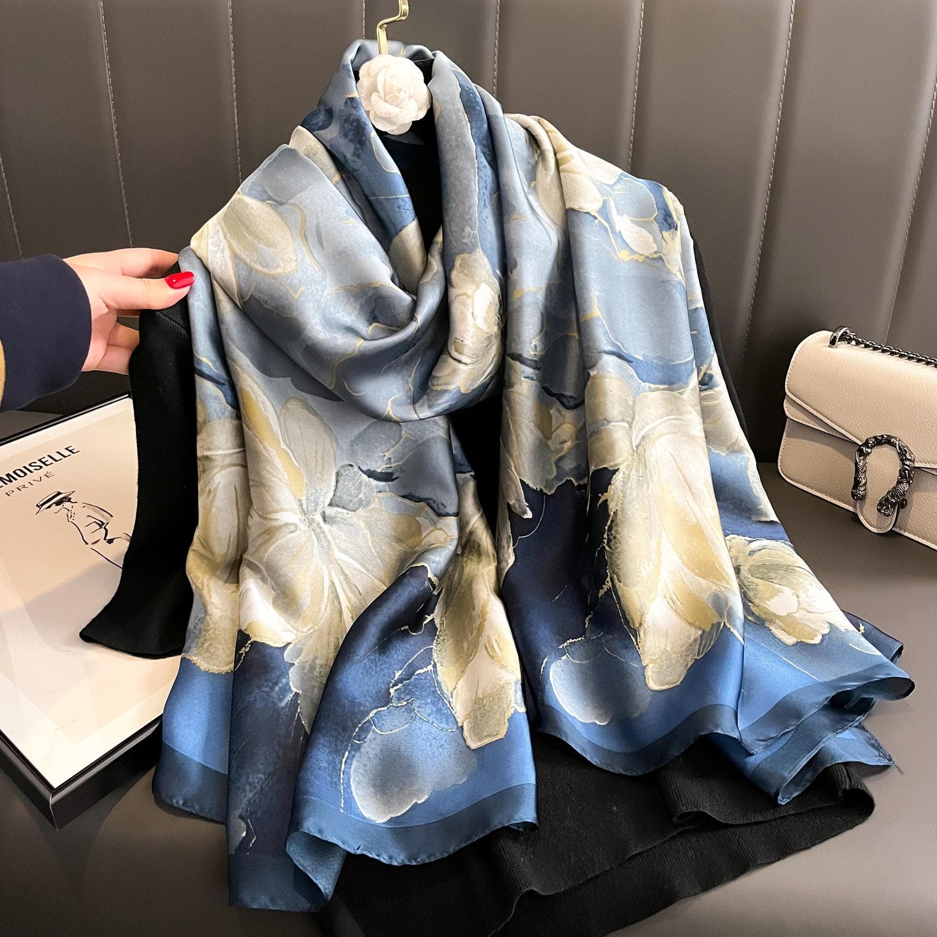 High-End Summer Silk Scarf - Long, Fashionable Sunscreen Shawl for Women 90x180