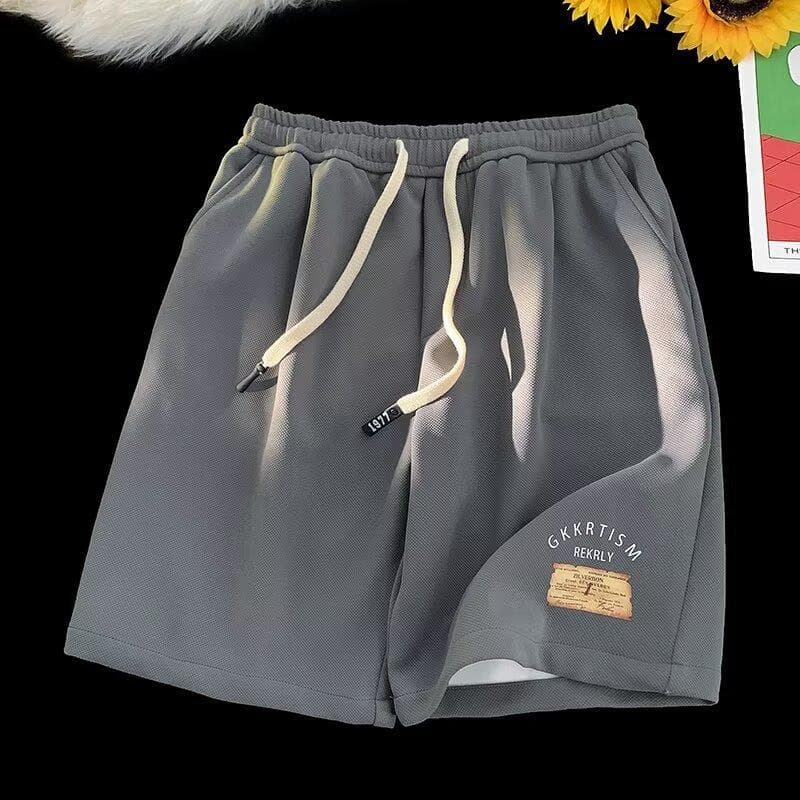 Retro Casual Sweatpants Shorts Men's Summer Loose and Versatile Teen Fashion Sports Five-point Pants 5XL dark gray