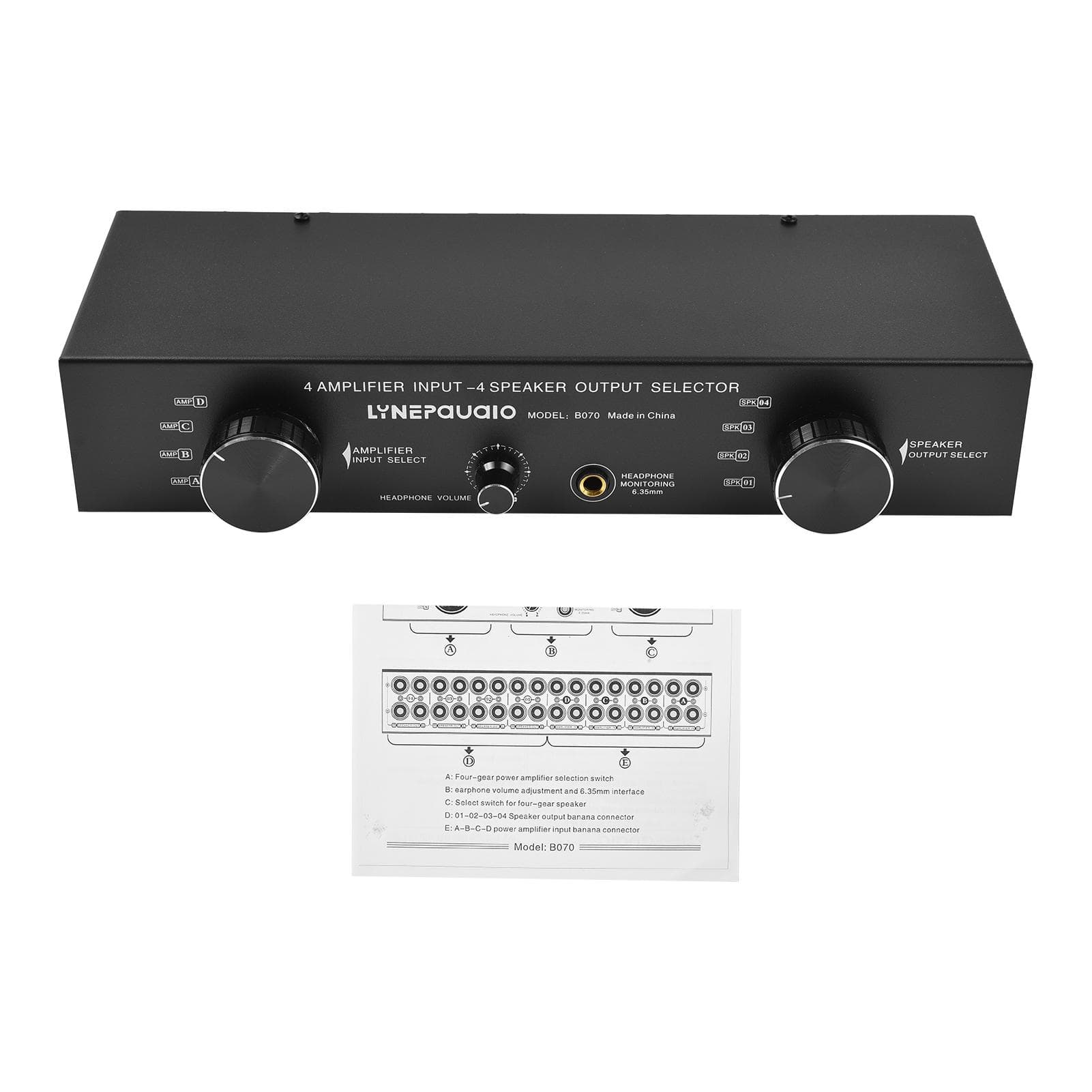 LYNEPAUAIO Amplifier Speaker Selector Switch Switcher 4 Input 4 Output Power Amplifier Speaker black