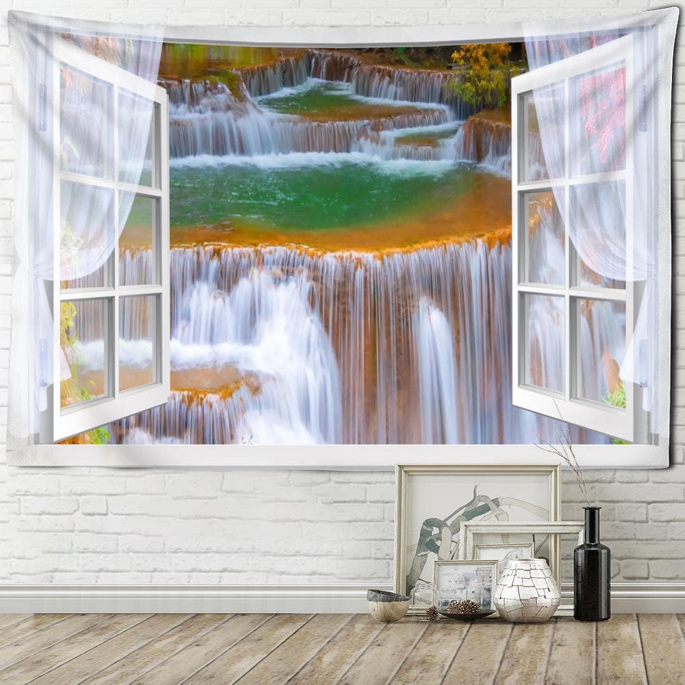Seaside Scenery Tapestry Wall Hanging Bohemian Art Living Room Window Painting Simple Nordic Home Decor 320x182cm