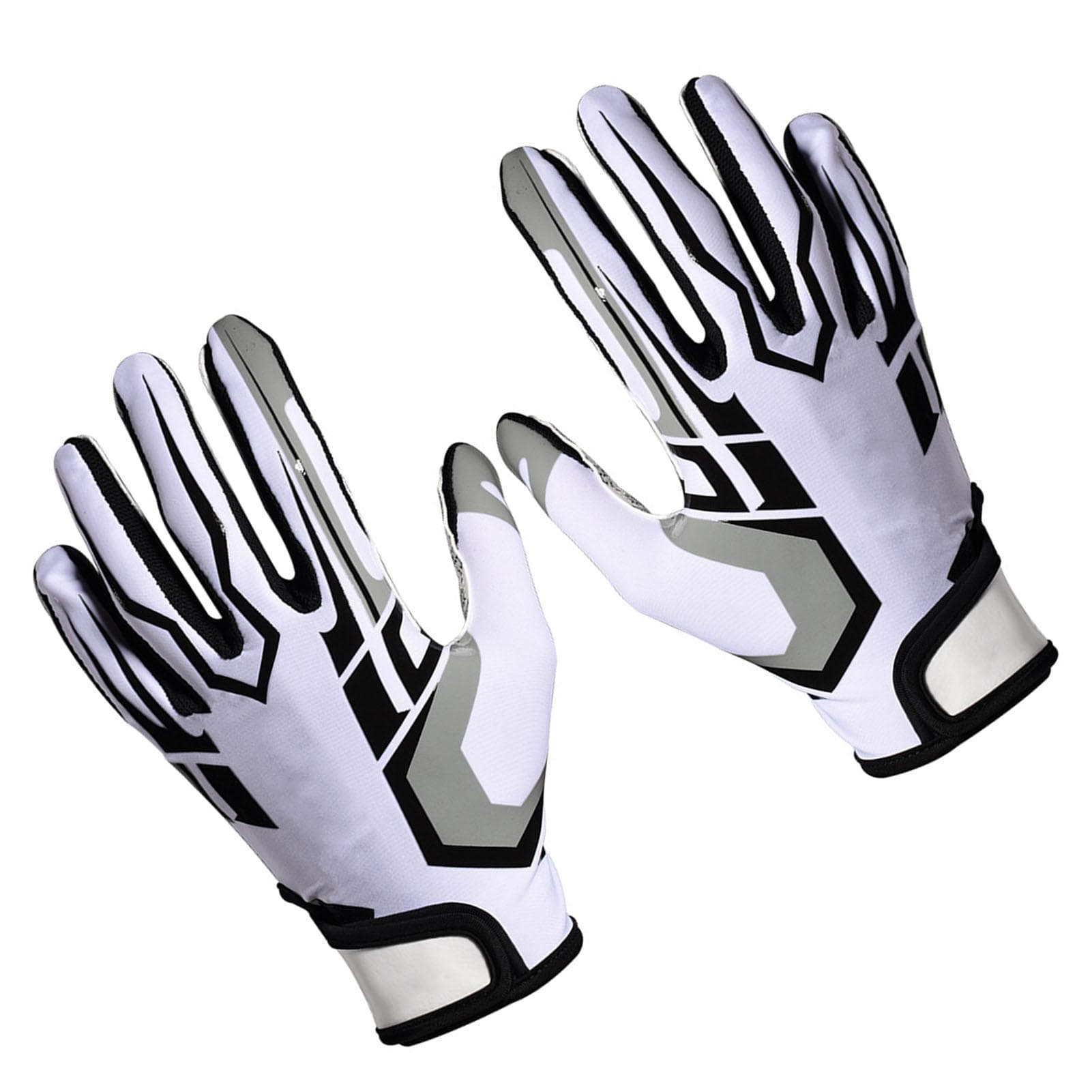 White Football Gloves Anti Slip Silicone Grip Sports Receiver Glove Breathable Adjustable Wrist