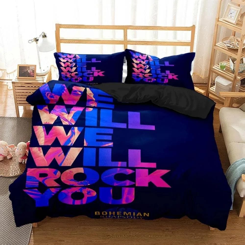 Königin Rockband Digital printed bedding for Boys Queen bedding set Soft and comfortable Customized King size bedding set AU Single 140x210cm